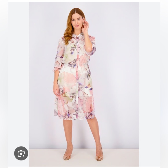 Vince Camuto Womens Side Tie Floral Print Tunic Top Ivory M - Picture 6 of 6